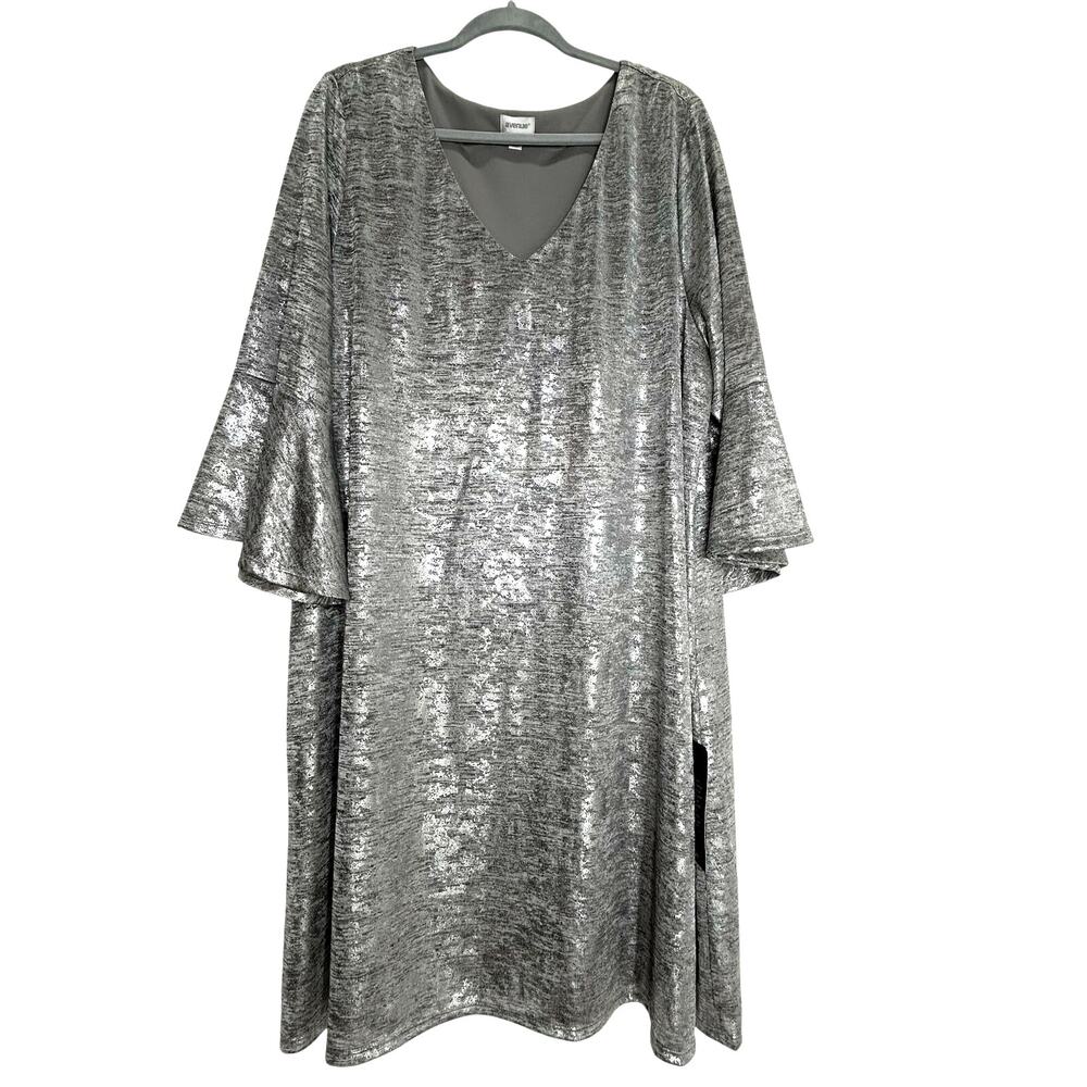 Avenue silver shift dress midi size 26 holiday party event cocktail